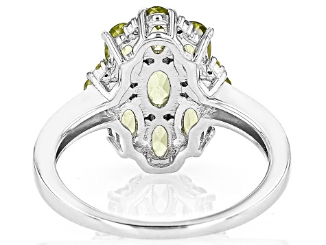 Green Peridot Rhodium Over Sterling Silver Ring 1.88ctw