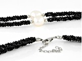 White Cultured Freshwater Pearl Rhodium Over Silver 2-layer Necklace