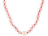 Pink Rose Quartz Rhodium Over Sterling Silver Necklace
