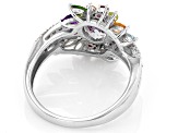 Mystic Fire® Green Topaz Rhodium Over Sterling Silver Ring 2.46ctw