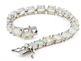 Multicolor Ethiopian Opal Rhodium Over Sterling Silver Tennis Bracelet 16.38ctw