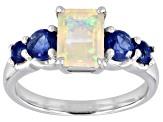 Multicolor Ethiopian Opal Rhodium Over Sterling Silver Ring 1.54ctw