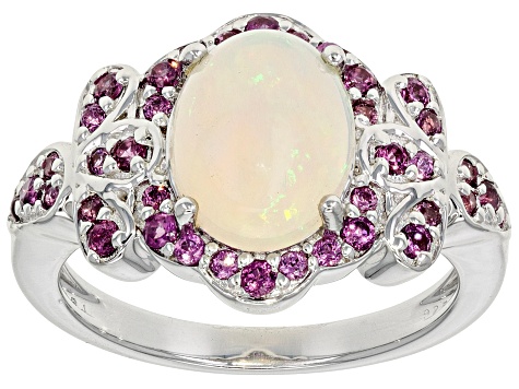 Multicolor Ethiopian Opal Rhodium Over Sterling Silver Ring 1.92ctw