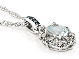 Blue Aquamarine Rhodium Over Silver Pendant With Chain 0.76ctw