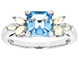 Swiss Blue Topaz Rhodium Over Sterling Silver Ring 1.81ctw