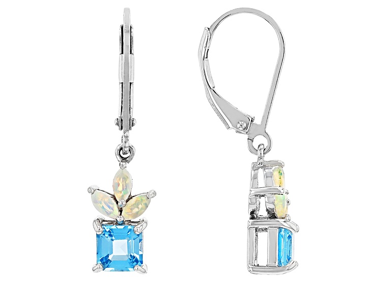 Swiss Blue Topaz Rhodium Over Sterling Silver Earrings 1.75ctw - CTB939 ...