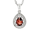 Red Garnet Rhodium Over Silver Pendant With Chain 1.18ctw