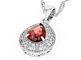 Red Garnet Rhodium Over Silver Pendant With Chain 1.18ctw