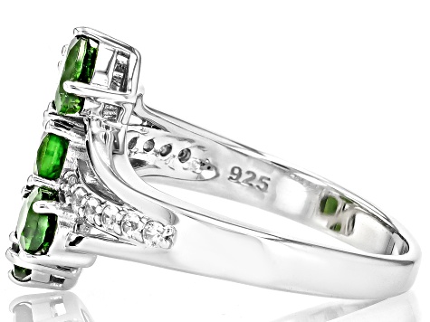 Green Chrome Diopside Rhodium Over Sterling Silver Ring 1.74ctw