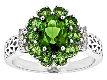 Picture of Green Chrome Diopside Rhodium Over Sterling Silver Ring 2.11ctw