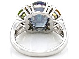 Multi Color Quartz With Multi-Gem Rhodium Over Silver Ring 3.69ctw