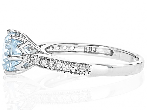 Sky Blue Topaz with White Topaz Rhodium Over Sterling Silver Ring 2