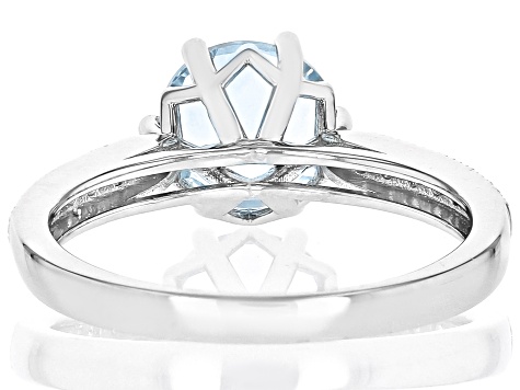 Sky Blue Topaz with White Topaz Rhodium Over Sterling Silver Ring 2.21ctw