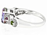 Mystic Fire® Green Topaz Rhodium Over Silver Ring 3.19ctw