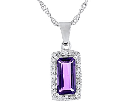 Purple African Amethyst Rhodium Over Silver Pendant With Chain 1.88ctw