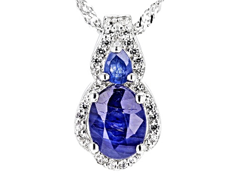 Blue Mahaleo® Sapphire Rhodium Over Silver Pendant Chain 1.85ctw