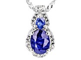 Blue Mahaleo® Sapphire Rhodium Over Silver Pendant Chain 1.85ctw