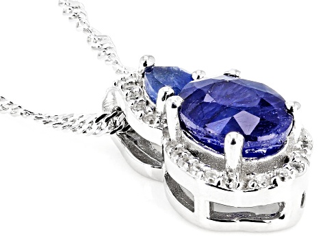 Blue Mahaleo® Sapphire Rhodium Over Silver Pendant Chain 1.85ctw