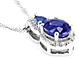 Blue Mahaleo® Sapphire Rhodium Over Silver Pendant Chain 1.85ctw