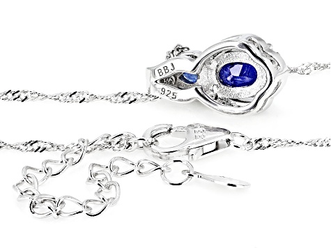 Blue Mahaleo® Sapphire Rhodium Over Silver Pendant Chain 1.85ctw