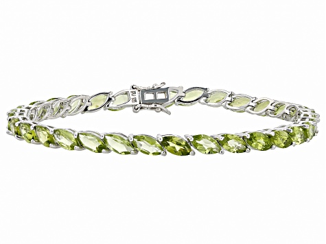 Green Peridot Rhodium Over Sterling Silver Bracelet 16.04ctw