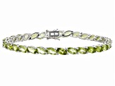 Green Peridot Rhodium Over Sterling Silver Bracelet 16.04ctw