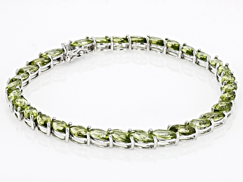 Green Peridot Rhodium Over Sterling Silver Bracelet 16.04ctw