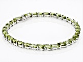 Green Peridot Rhodium Over Sterling Silver Bracelet 16.04ctw