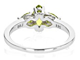 Green Peridot Rhodium Over Sterling Silver 3-Stone Ring 0.69ctw