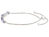 Blue Tanzanite Rhodium Over Sterling Silver Bolo Bracelet 2.22ctw