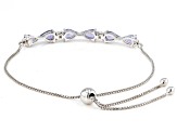 Blue Tanzanite Rhodium Over Sterling Silver Bolo Bracelet 2.22ctw