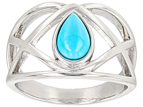 Blue Sleeping Beauty Turquoise Platinum Over Sterling Silver Solitaire Ring
