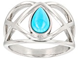 Blue Sleeping Beauty Turquoise Platinum Over Sterling Silver Solitaire Ring