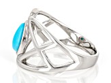 Blue Sleeping Beauty Turquoise Platinum Over Sterling Silver Solitaire Ring