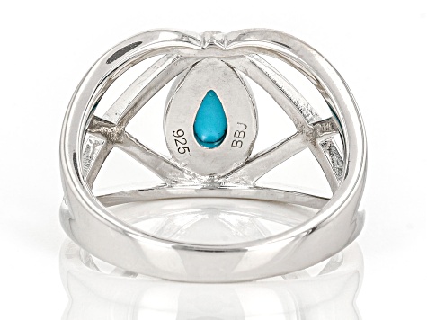 Blue Sleeping Beauty Turquoise Platinum Over Sterling Silver Solitaire Ring