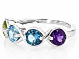 Multi-Gem Rhodium Over Sterling Silver Band Ring 2.03ctw
