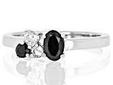 Black Spinel Rhodium Over Sterling Silver Ring 1.44ctw