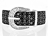 Black Spinel Sterling Silver Buckle Ring 1.28ctw