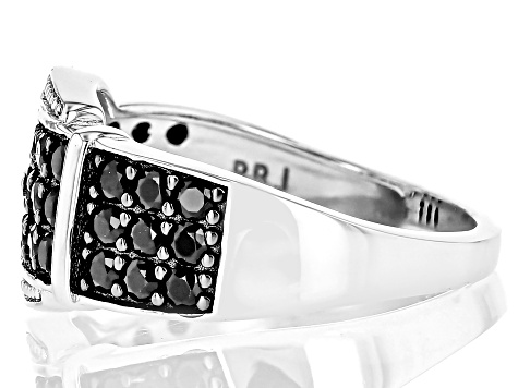 Black Spinel Sterling Silver Buckle Ring 1.28ctw