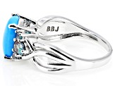 Blue Sleeping Beauty Turquoise Rhodium Over Silver Ring 0.44ctw