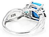 Blue Sleeping Beauty Turquoise Rhodium Over Silver Ring 0.44ctw