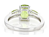 Green Peridot Rhodium Over Sterling Silver 3-Stone Ring 1.59ctw