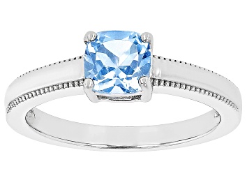 Picture of Sky Blue Topaz Rhodium Over Sterling Silver Solitaire Ring 0.95ct