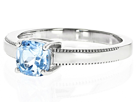 Sky Blue Topaz Rhodium Over Sterling Silver Solitaire Ring 0.95ct