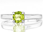 Green Peridot Rhodium Over Sterling Silver Solitaire Ring 0.72ctw