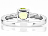 Green Peridot Rhodium Over Sterling Silver Solitaire Ring 0.72ctw