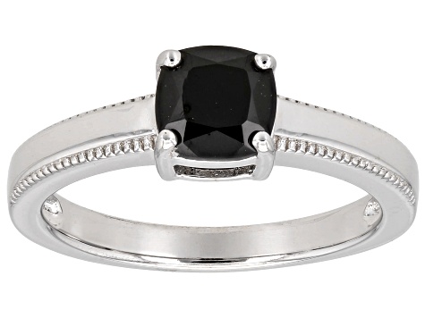 Black Spinel Rhodium Over Sterling Silver Solitaire Ring 0.97ct