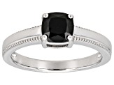 Black Spinel Rhodium Over Sterling Silver Solitaire Ring 0.97ct