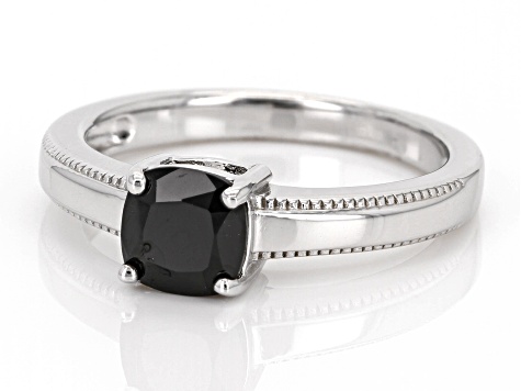 Black Spinel Rhodium Over Sterling Silver Solitaire Ring 0.97ct ...