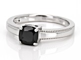 Black Spinel Rhodium Over Sterling Silver Solitaire Ring 0.97ct